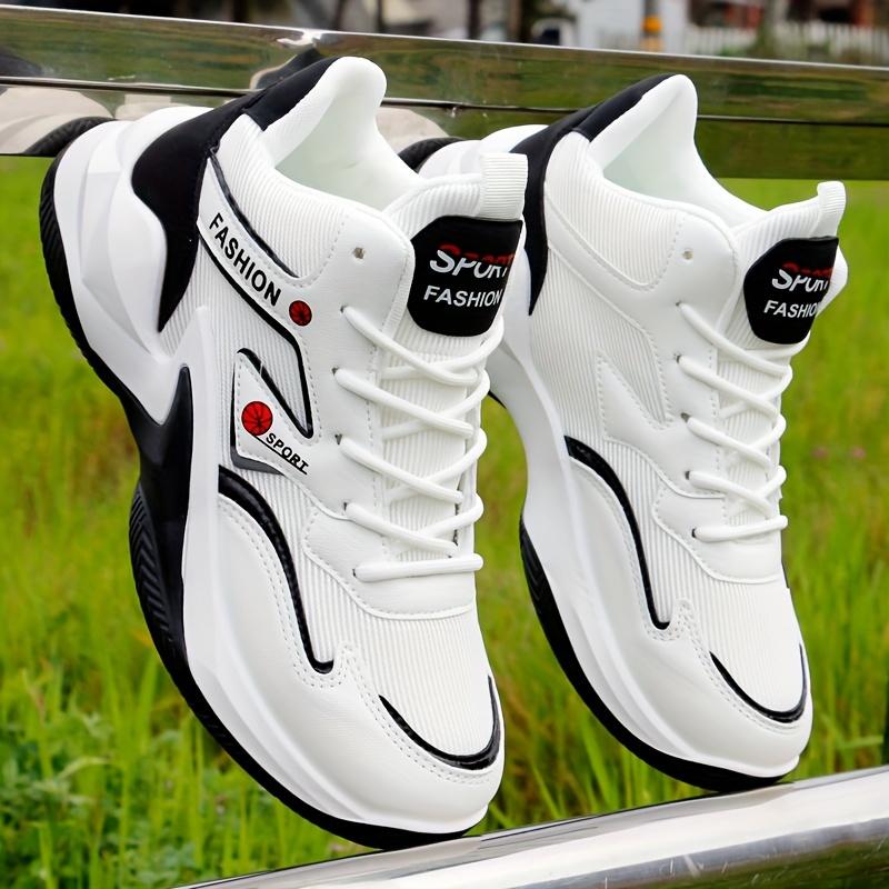 Men's Trendy Solid Basketball Shoes, Comfy Non Slip Lace Up Durable Sneakers For Men's Outdoor Activities 4