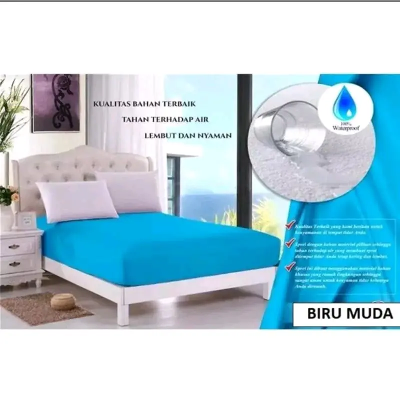 sprei homemade murah anti air waterproof polos promo (sprei anti ompol) kain waterproof