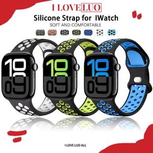 [Tali Jam] Silicone Sport Strap for Apple Watch IWatch 49mm Series 11 10 9 8 7 SE 6 5 4 3 2 1 46mm 41mm 45mm 40mm 44mm 38mm 42mm Soft Original Rubber Replacement Bracelet Belt Band Tali Jam Tangan Smartwatch for T800 Ultra I8 Pro Max S8 S9 Ultra 8 T500