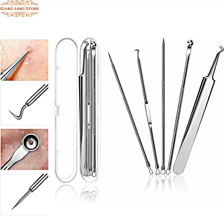 Bộ 5 Món Nặn Mụn Inox Không Gỉ que múc mụn chăm sóc da mụn dụng cụ chăm sóc da