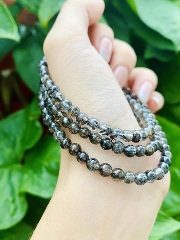 Vòng Tay Thạch Anh Tóc Đen, Tóc Nhiều, Dạng Chuỗi Quấn