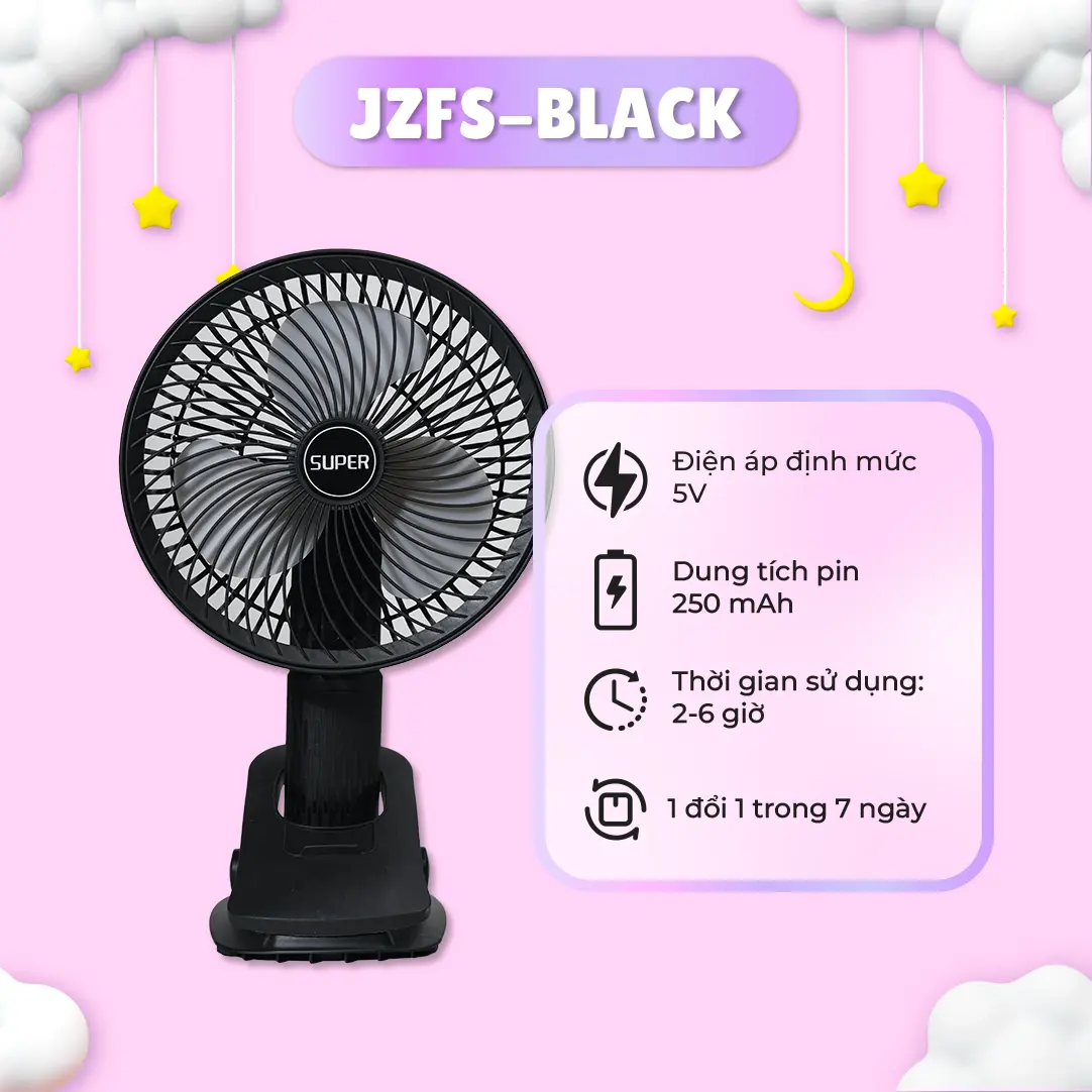 Quạt cầm tay mini JZFS - Thiết kế cứng cáp decor bàn học bàn trang điểm - tiện lợi mang theo bên người - không chiếm diện tich.