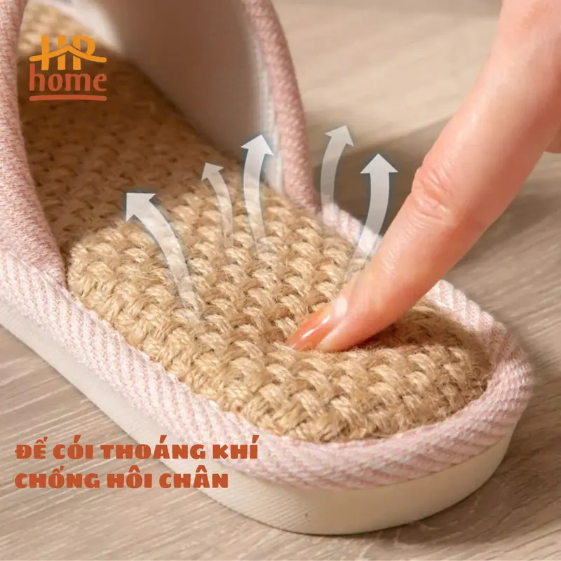 Dép BASIC Đế Cói Vải Lanh Đi Trong Nhà, Thiết Kế Đơn Giản và Sang Trọng, Đế Cao Su Non Chống Trơn Trượt, Đi Trong Nhà, Thích Hợp Cho Nam Nữ Và Cặp Đôi Gia Dụng HP HOME 1