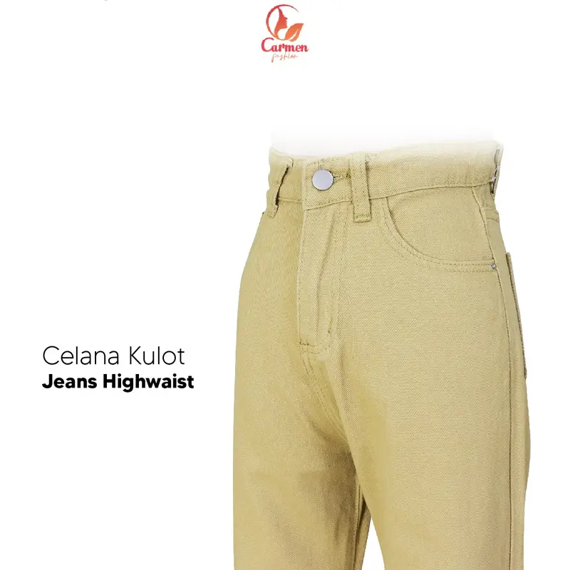Kulot Jeans High Waist Wanita Celana Panjang Denim Fashion CF P529 Biru Muda 2