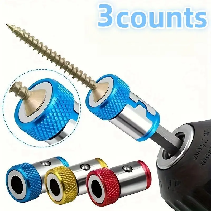 Magnetic Drill Bit Holder Set, Anti-slip Alloy Electric Magnetic Ring Screwdriver Head, Strong Magnetic Ring Screwdriver Head for Cross Drill, Tool Accessories