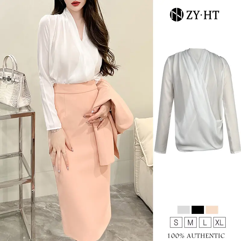 Fashion Shirt Women's work shirts, satin shirts White Shirts, Long Sleeve Shirts, Korean Shirts, Blouses, Women's Shirts 30019