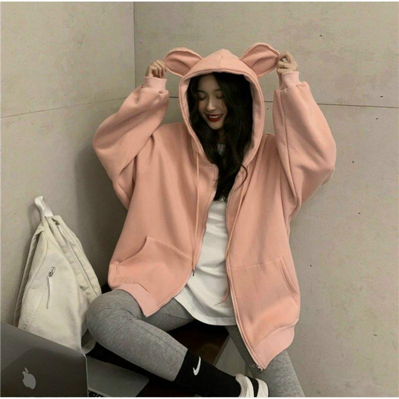 Product Introduction of Áo Hoodie Nữ Tai Thỏ Cá Tính Nỉ Unisex Form Rộng - Women, Top 10