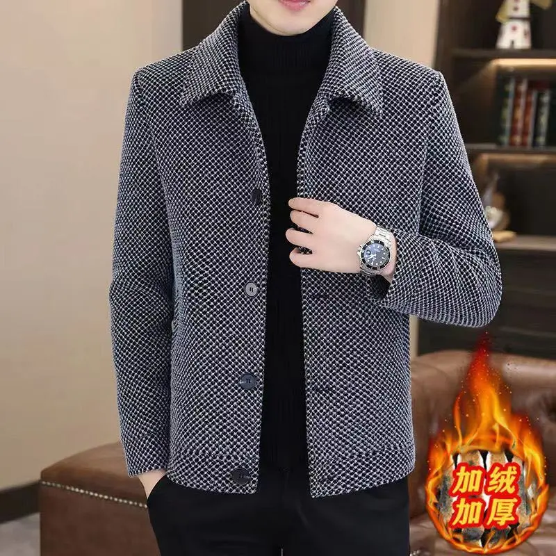 Áo Khoác Nam, Phổ Biến Vào Mùa Thu Và Mùa Đông, Lông Sable Hợp Xu hướng Chất Liệu Len, Quần Áo Mùa Đông Cao Cấp, Dáng Ôm, Phong Cách Thường Ngày Dáng Ngắn
