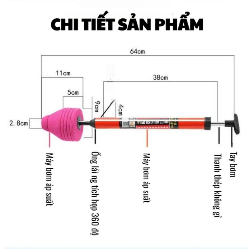 Dụng Cụ Thông Tắc, Thụt Thông Cống Bằng Khí Nén Thông Bồn Cầu Bồn Rửa ,Thông Tắc Cống Thoát Nước Sàn 5