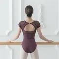 Product Introduction of Women Ballet Leotard Soft Milk Silk Mesh Gymnastics Leotard Ballet Professional Costume Adulto Wing Collar Bodysuit Swimwear 9