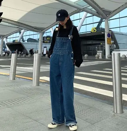 {CUCI GUDANG} Irene Jumpsuit Longgar Jumpsuit Denim Pakaia Kodok Overall Tali Ikat Celana Wanita Celana Jumpsuit High pinggang Lebar Kaki Celana Panjang 0