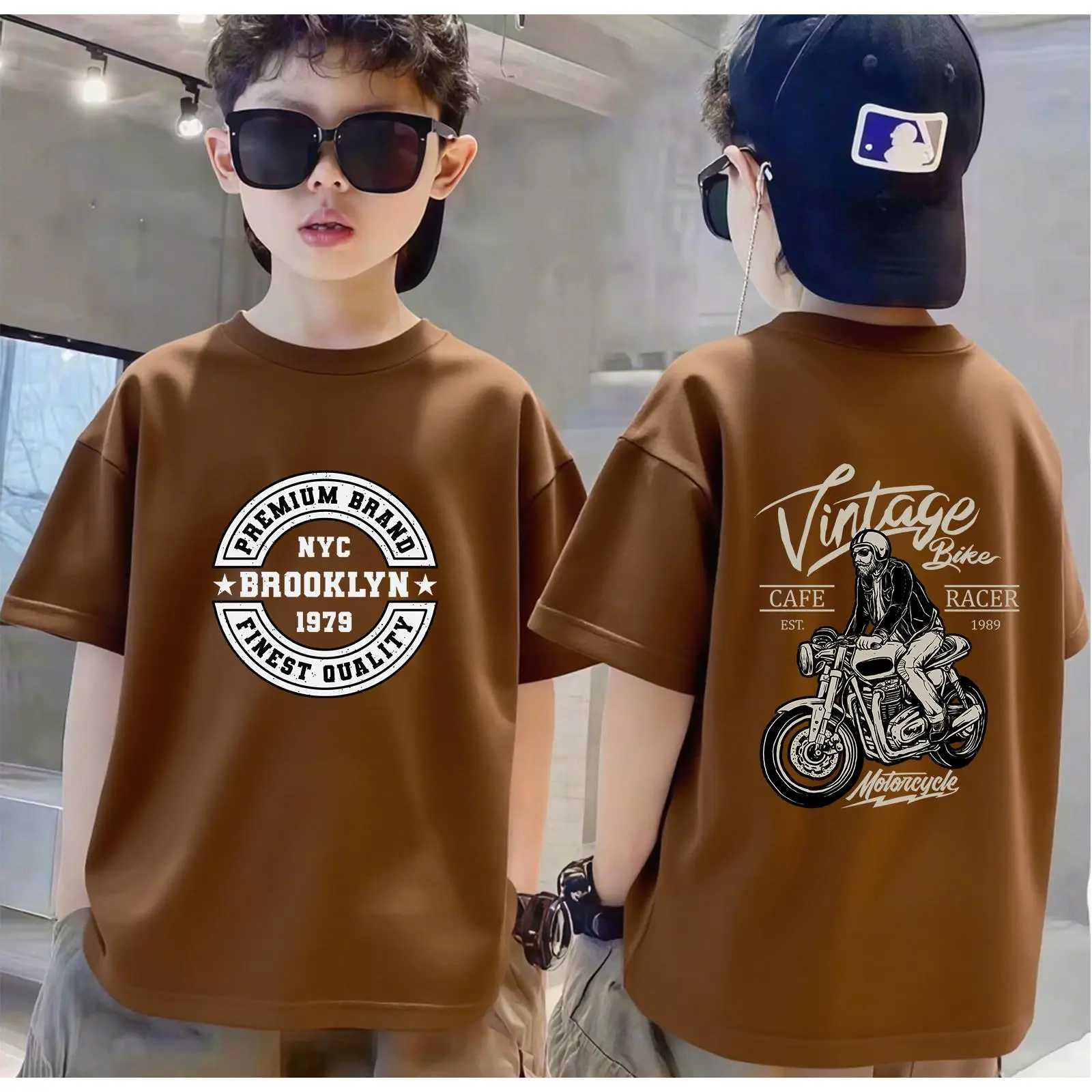Boys' Summer T-Shirt, Stylish, 100% Cotton, Round Neck, Short