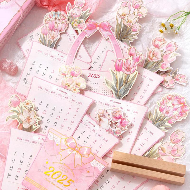 Kalendar Bunga Tiga Dimensi, Kalendar Desktop, Hiasan, Siri Taman Petang 2025 1