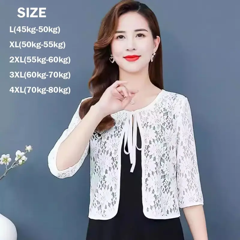 Áo Khoác Ren Mỏng, Nhiều Màu, Khăn Choàng Ren, Thoáng Khí, Áo Khoác Ngắn Mỏng, Khăn Choàng Vải Tuyn, Dành Cho Nữ 2