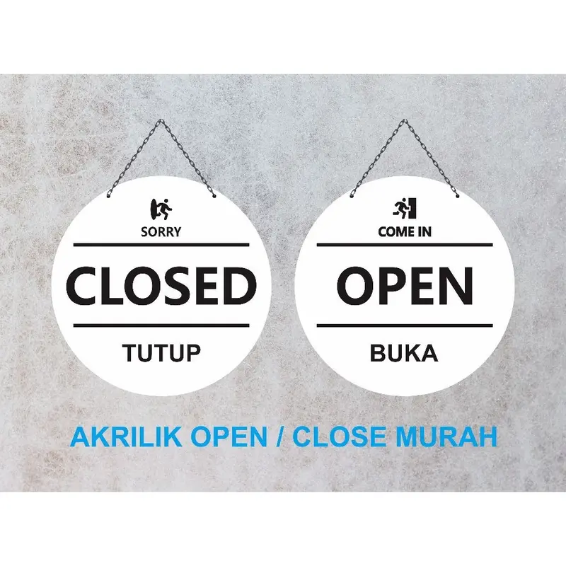 ￼Acrylic Open Close | Buka Tutup Gantung bulat 2