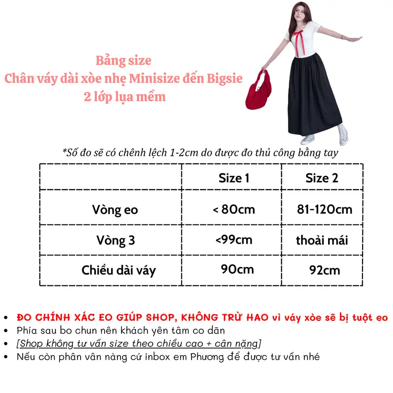 Chân váy DÀI xoè nhẹ 2 lớp lụa mềm có Minisize đến Bigsize Nữ Women 4