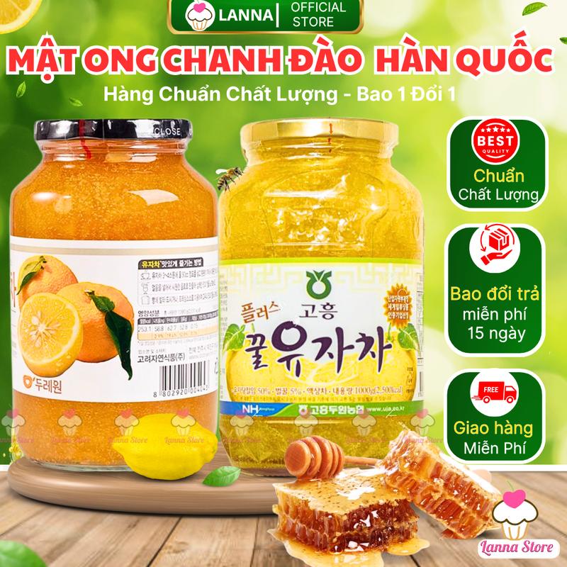 【HÀNG CHUẨN CHẤT LƯỢNG Mật Ong Chanh Đào Mẫu Mới Hũ 1kg Hàn Quốc - Mật Ong Gừng Sâm Sức Khỏe Qùa Tặng Biếu