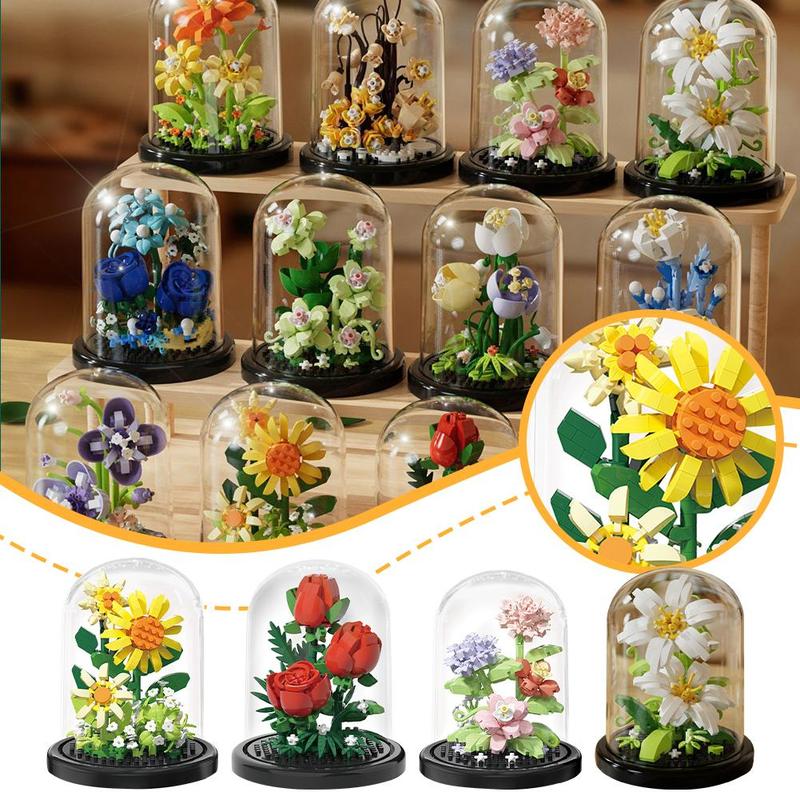 Product Introduction of 1 Set Plastic Building Blocks Flower Box Immortal Flowers Blocks Assembly Simulated Compatible F1N6 17