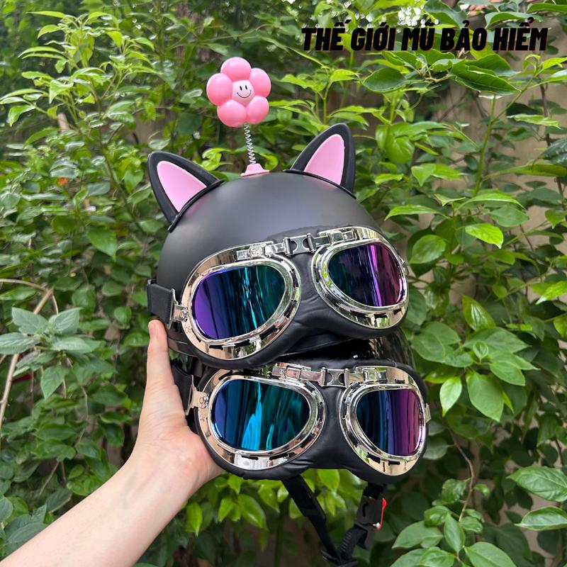 Tai Mèo 2 Màu Gắn Mũ Bảo Hiểm Siêu Độc Cute- Phiên Bản Nâng Cấp Có Đế Gắn Dễ Dàng ,Dính Chặt Hơn Trang Trí Nón Bảo Hiểm 3