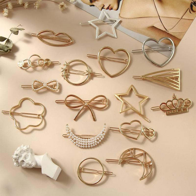 Product Introduction of Accessories Hair Styling Ponytail Hairpins Barrettes Knot Hair Clip Metal Hairclips Star Heart Hair Pins Geometric Hairpins 14