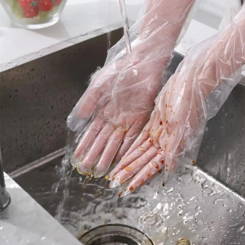 Product Introduction of 10PCS Multifunctional Disposable Gloves Plastic Waterproof Farm Glove Durable Transparent Cleaning Long Gloves 11