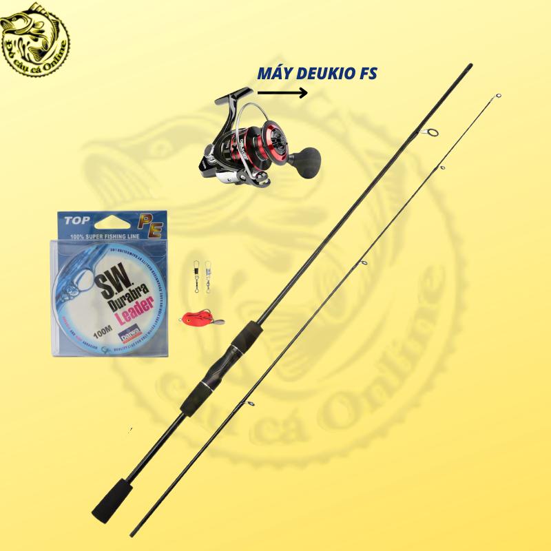  Combo Cần Câu Sói Đen + Máy Deukio Fs Kèm Dù Sw Và Nhái Hơi Fishing Đi Câu Bắt Cá 