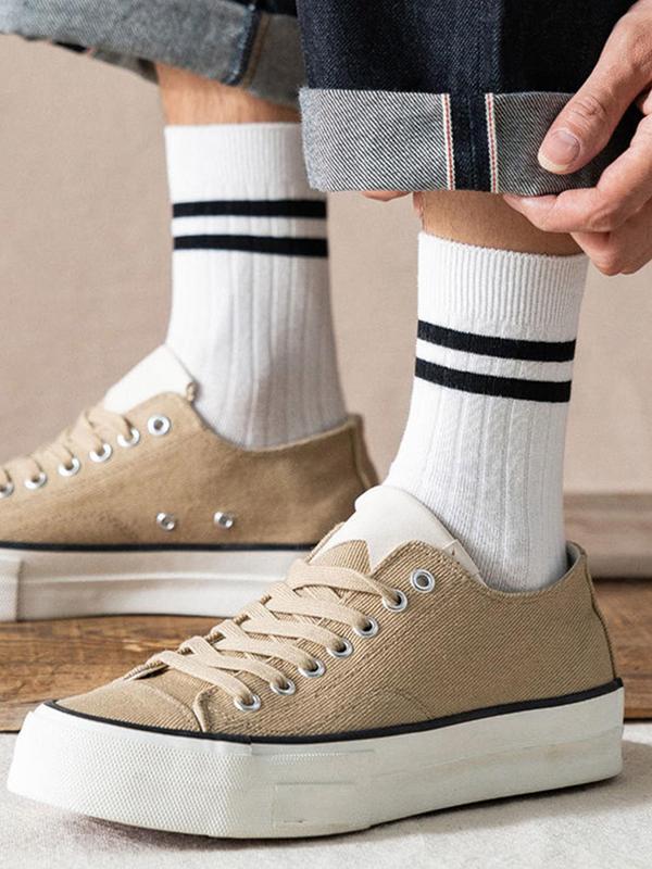 Men's 6 Pairs Colorblock Striped Print Crew Socks, Casual Comfortable Breathable Mid-calf Socks for Daily Wear, Menswear Socks for Men 9