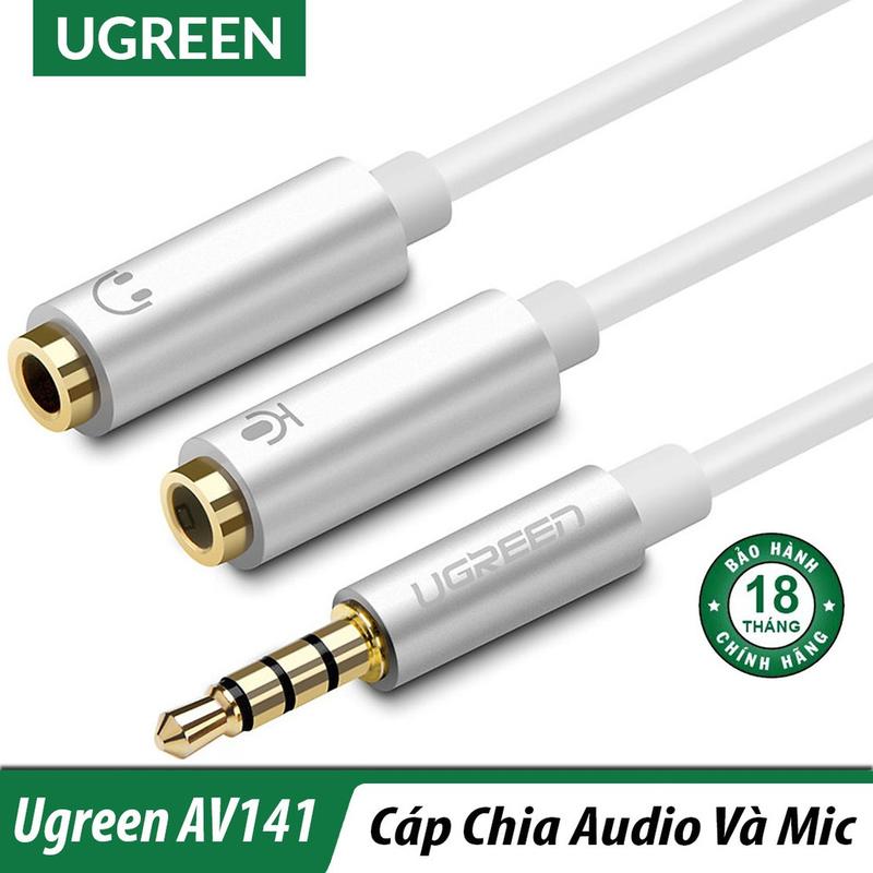 Cáp chia Mic và tai nghe 3.5mm Ugreen 30618 30619 AV141,đầu mạ vàng Vỏ Nhôm Chính Hãng Phụ Kiện Nghe Nhạc
