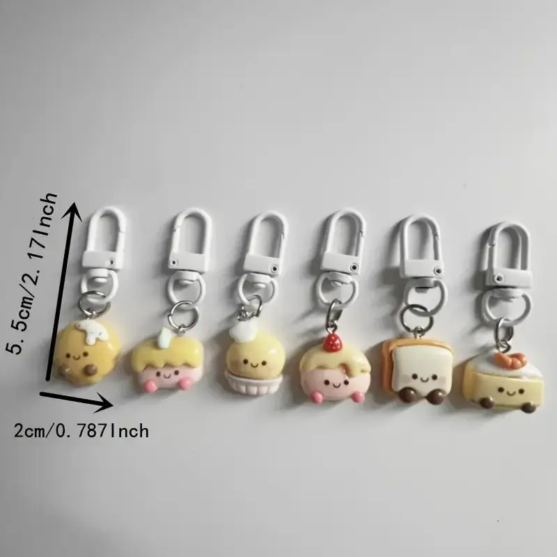 Cute Cartoon Food Design Keychain, 6/12pcs Mini Dessert Design Keychain, Bag Charm, Party Gift for Friends, Party Favors 1
