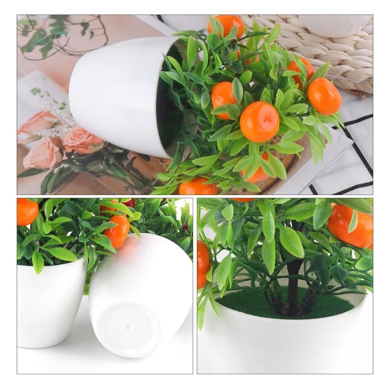Đạo Cụ Chụp Ảnh Phryn, Đồ Trang Trí Sàn Cửa Sổ, Cây Nhân Tạo Trong Chậu Cây, Bonsai, Quả Mọng Cam Và Ớt, Đồ Trang Trí Nhà Cửa 5