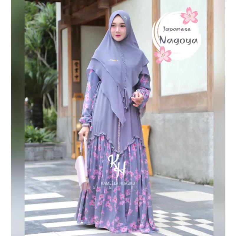 NAGOYA SET Japanese Cherry Blossom Original By Kameela Hijabku. Gamis set premium high quality low price must have it 7