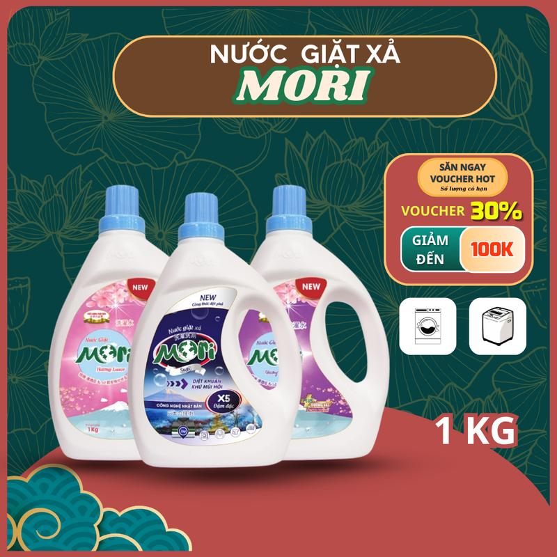  Nước giặt xả Mori 1L  1kg  nhiều hương lưu thơm 48h trên quần áo dùng được cho máy giặt cửa trên và cửa ngang MR005 