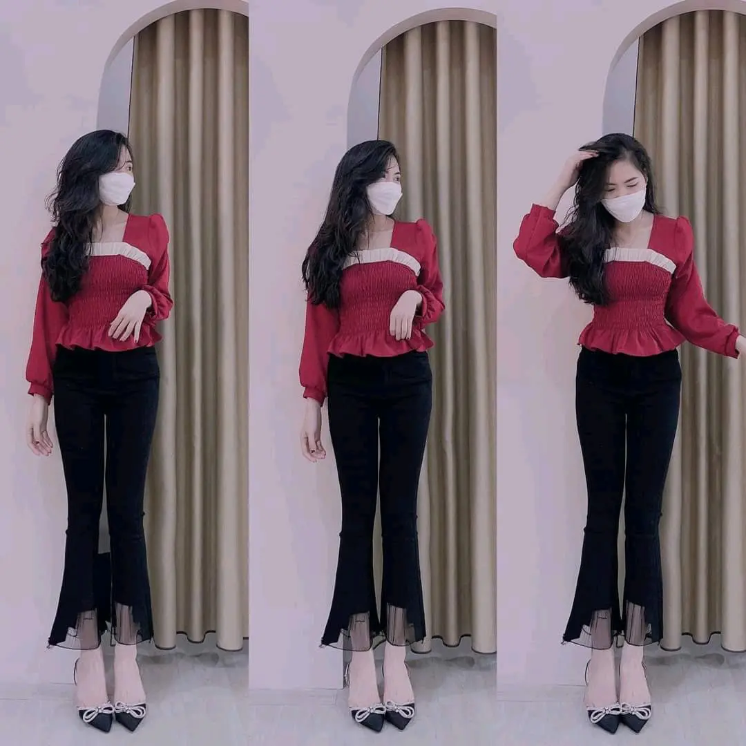 Mã 56  Quần  loe [ Jeans giấy ],chất vải mềm co giãn  tốt . Pants Nữ Women
