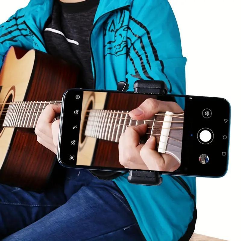 Metal Camera Cell Phone Music Mount, Guitar Headstock Mobile Phone Clamp Clip Mount for Smartphones and GoPro Action Cameras, Mobile Phone Accessories, Stand, Adjustable, Cellphone 4