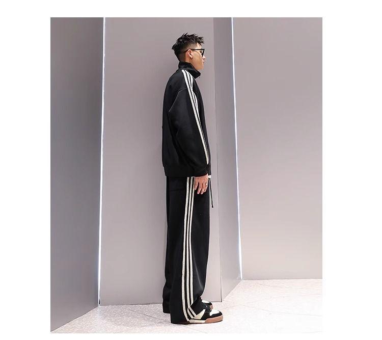 Product Introduction of FANAVY-National Trend Casual Sports Suit Spring Autumn Men's Trendy Half-Zip Pullover Casual Top Plus Size Wide-Leg Straight Pants 6