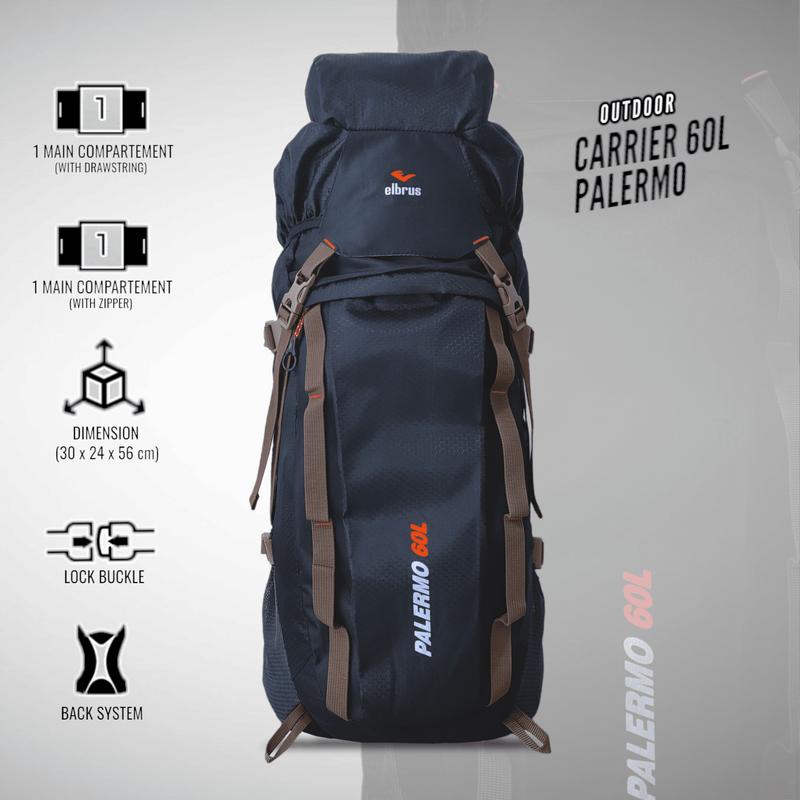Tas Ransel Gunung Camping Outdoor Backpack 60 L Tas Keril Elbrus Palermo 1