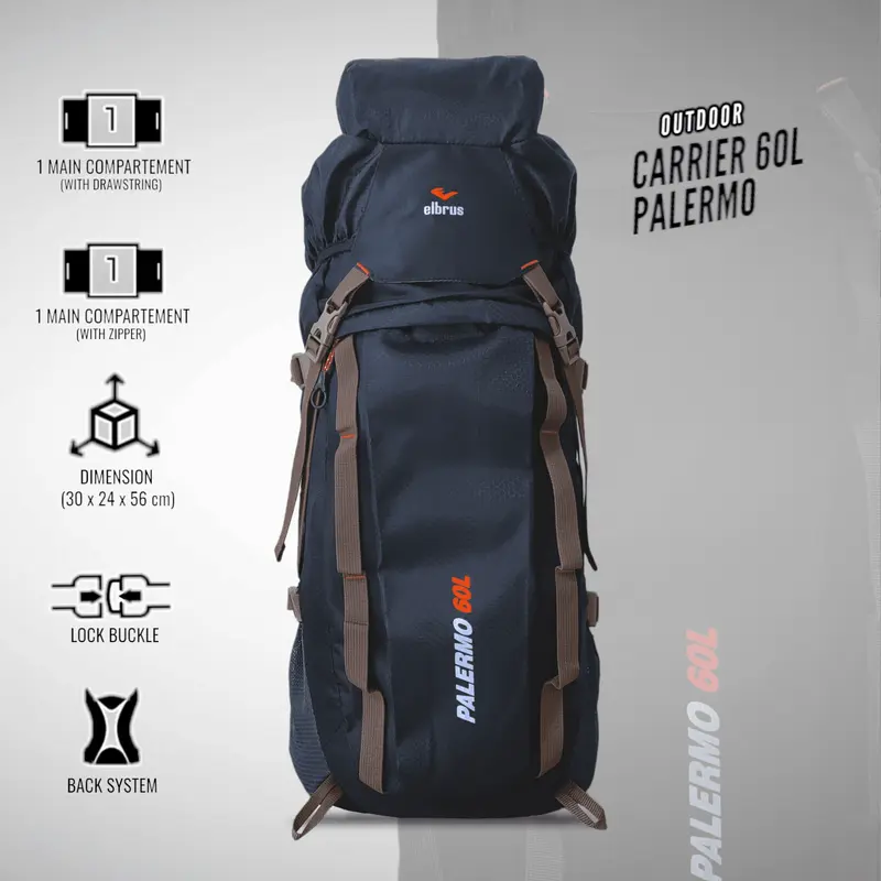 Tas Ransel Gunung Camping Outdoor Backpack 60 L Tas Keril Elbrus Palermo 1