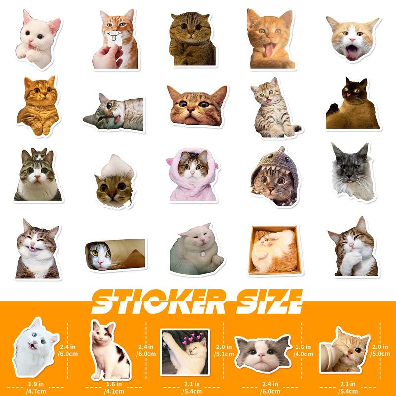 Product Introduction of Cartoon Cat Pattern DIY Sticker, Waterproof Self Adhesive Decor Paper, Graffiti Sticker, Decorative Sticker for Car Motorcycle Bicycle Gift Greeting Card Water Bottle Laptop Phone 6
