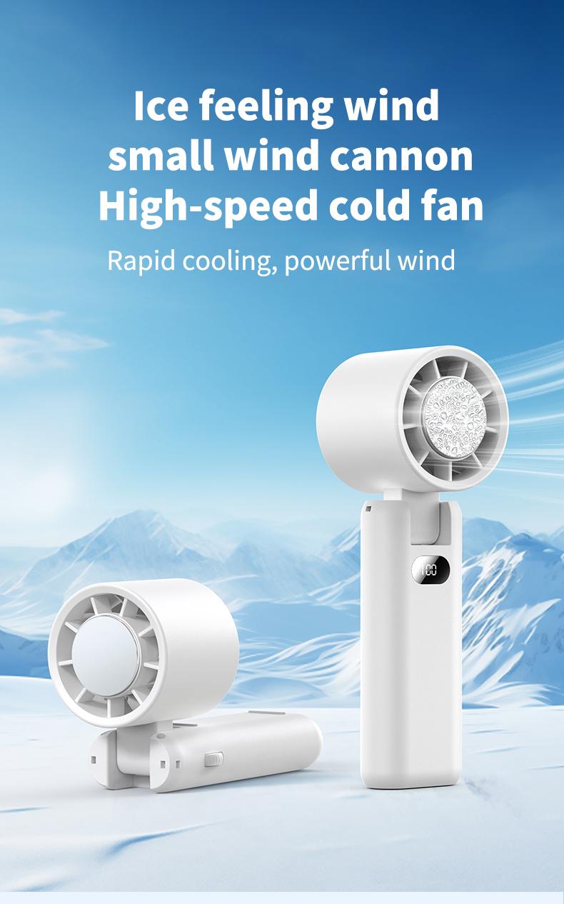 Product Introduction of Handheld small fan High speed powerful semiconductor cold air leafless spray refrigeration Small air conditioner Small mini turbine Portable portable charging Silent electric fan cooling magic weapon fan  portable 6