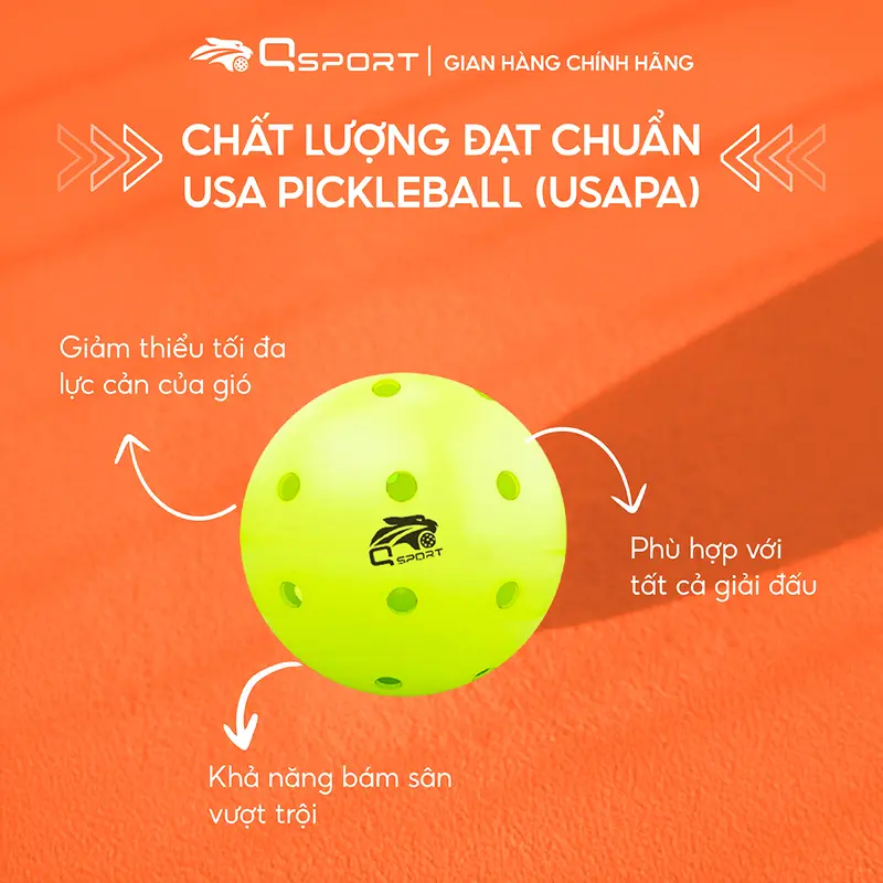 Hộp 6 Bóng tập thi đấu Pickleball Qsport Q-Exe 40 lỗ với đường kính 74mm - Chính hãng 4