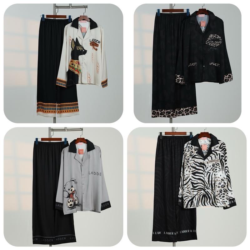 Bộ ngủ lụa pijama (không túi ) quần dài tay dài hoạ tiết sang xịn mịn