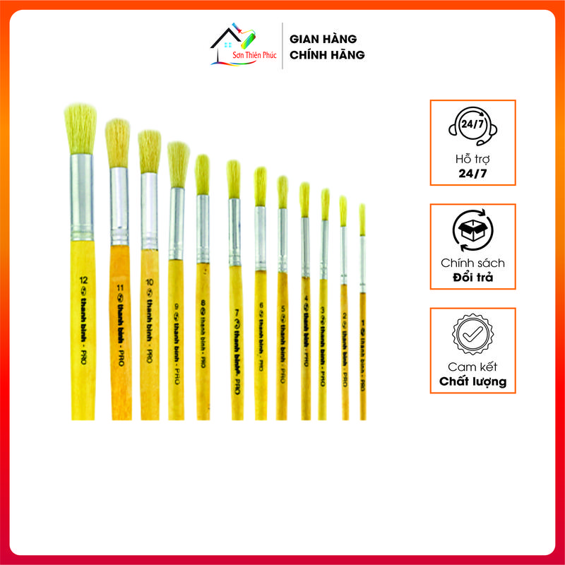 Cọ Vẽ Đầu Tròn Thanh Bình số 1-> 12. Chất liệu lông heo. 0
