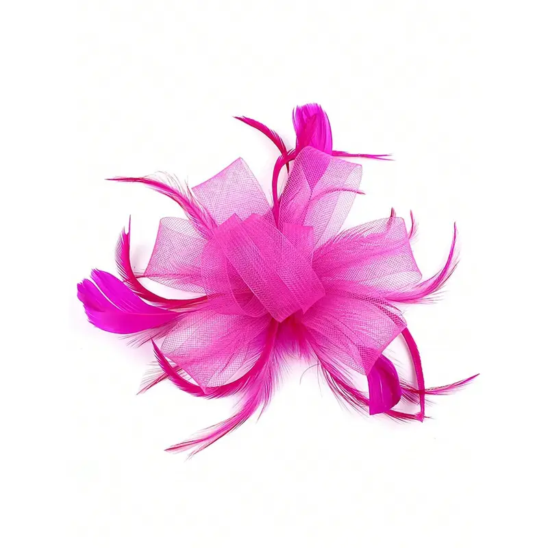 Fascinator Pillbox Hats For Women Feather Flower Church Derby Headband Clip Wedding Tea Party Hat 4
