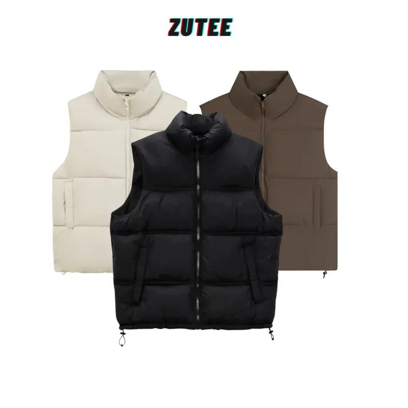 Áo phao gile nam nữ có túi sườn form boxy ZUTEE, Áo khoác phao cổ cao Menswear 0