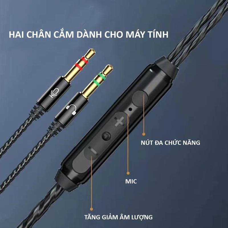 Product Introduction of Tai nghe dây nhét tai M35 dành riêng cho máy tính bàn PC có 2 giắc cắm 3.5 riêng biệt và có mic hỗ trợ đàm thoại-Poermax Earphone 29