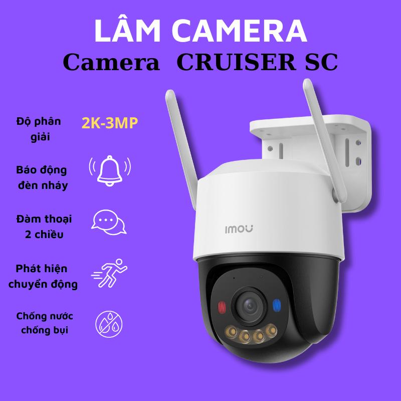 Camera wifi imou ngoài trời Cruiser SC (K7FP) độ phân giải 2k-3m có màu ban đêm , xoay 360 độ , loa đàm thoại 2 chiều , chống nước , cảnh báo về điện thoại