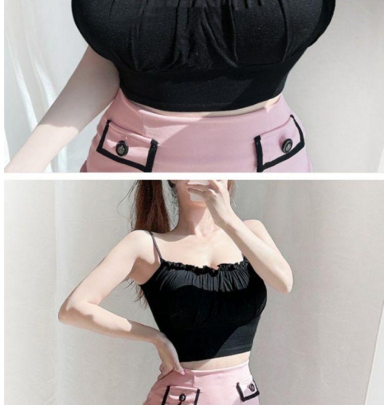 Product Introduction of Pure Hot Girl's Large Camisole with Chest Pad, Short Slim Fit Inner Bottoming Top 11