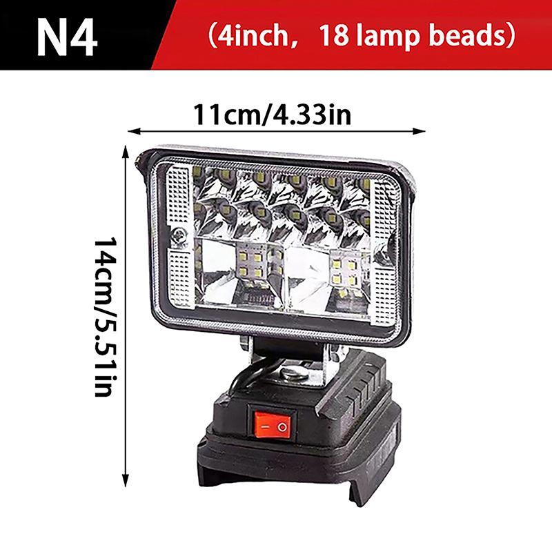 Đèn LED làm việc, cho pin Li-ion 18V của Makita, đèn pin 3 / 4 inch, Cầm Tay Thích hợp để cắm trại và đèn lũ, cũng có thể được sử dụng làm đèn cắm trại 8