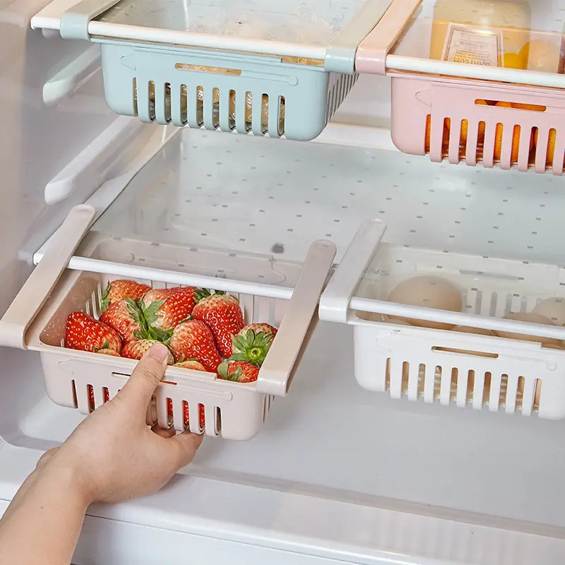 rak kulkas multifunction sliding storage box laci meja tempat cantol