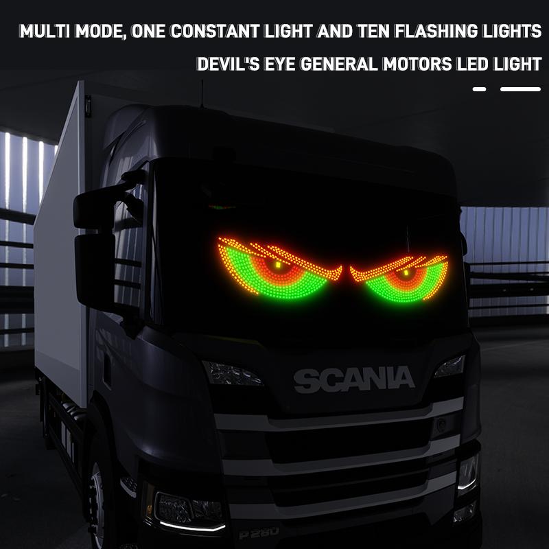 1 Pair Truck Car Devil's Eye Light RGB Dynamic Demon Eye Decorative Light Led Display Decor Pixel Panel Windshield USB 5V Multi-Mode Lamp